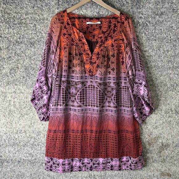 Diane von Furstenberg Dresses & Skirts - Diane‎ von Furstenberg Dress Womens Large Purple Orange Tabalah Silk Tunic Boho